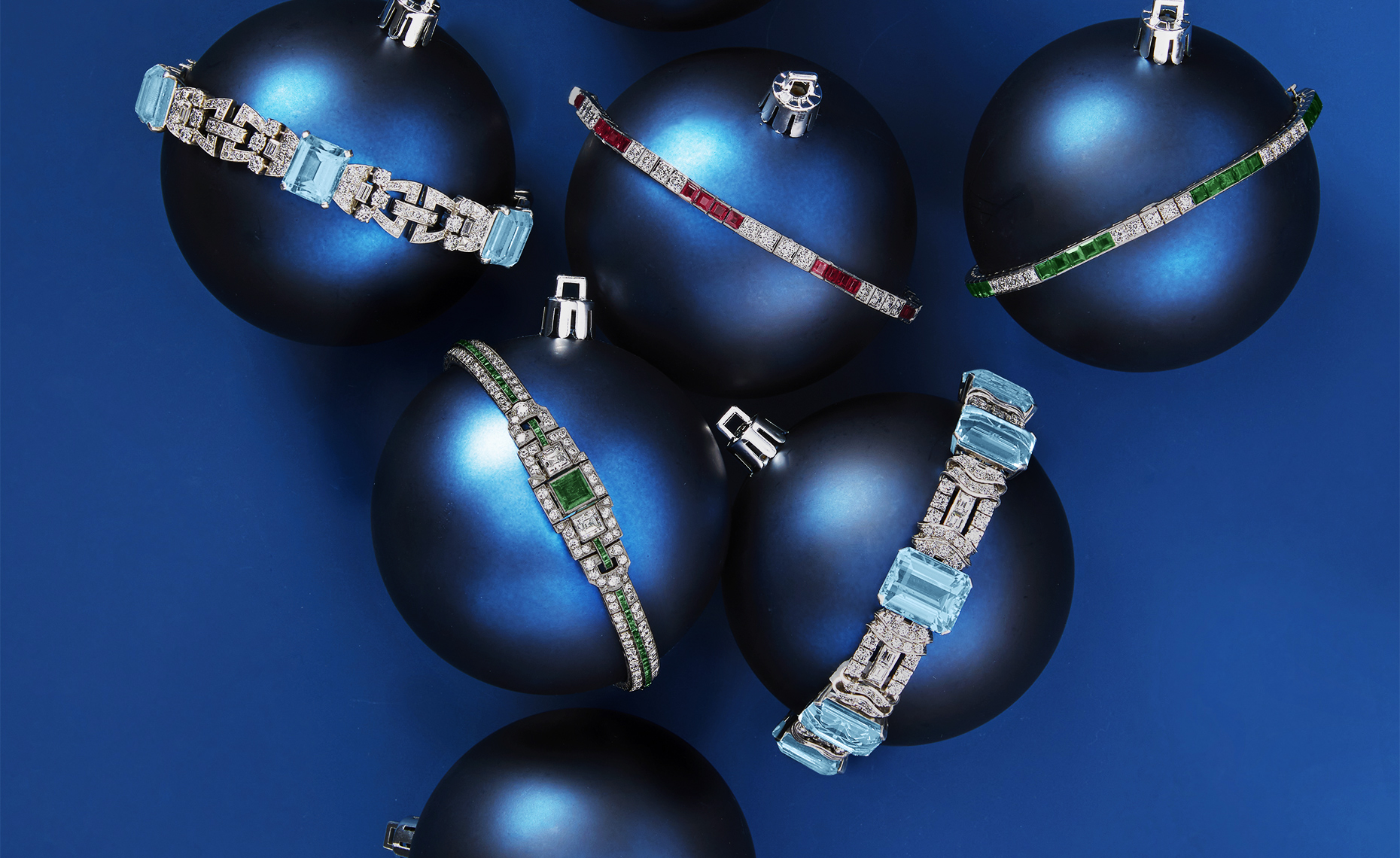 A holiday still life of collectable Diamond Bracelets by still life photographer David Lewis Taylor.